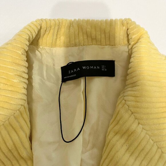 NWOT ZARA YELLOW CORDUROY DOUBLE BREASTED BLOGGER'S FAVORITE BLAZER - L - Picture 5 of 9